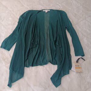 Emaline pine green waterfall style semi-sheer cardigan